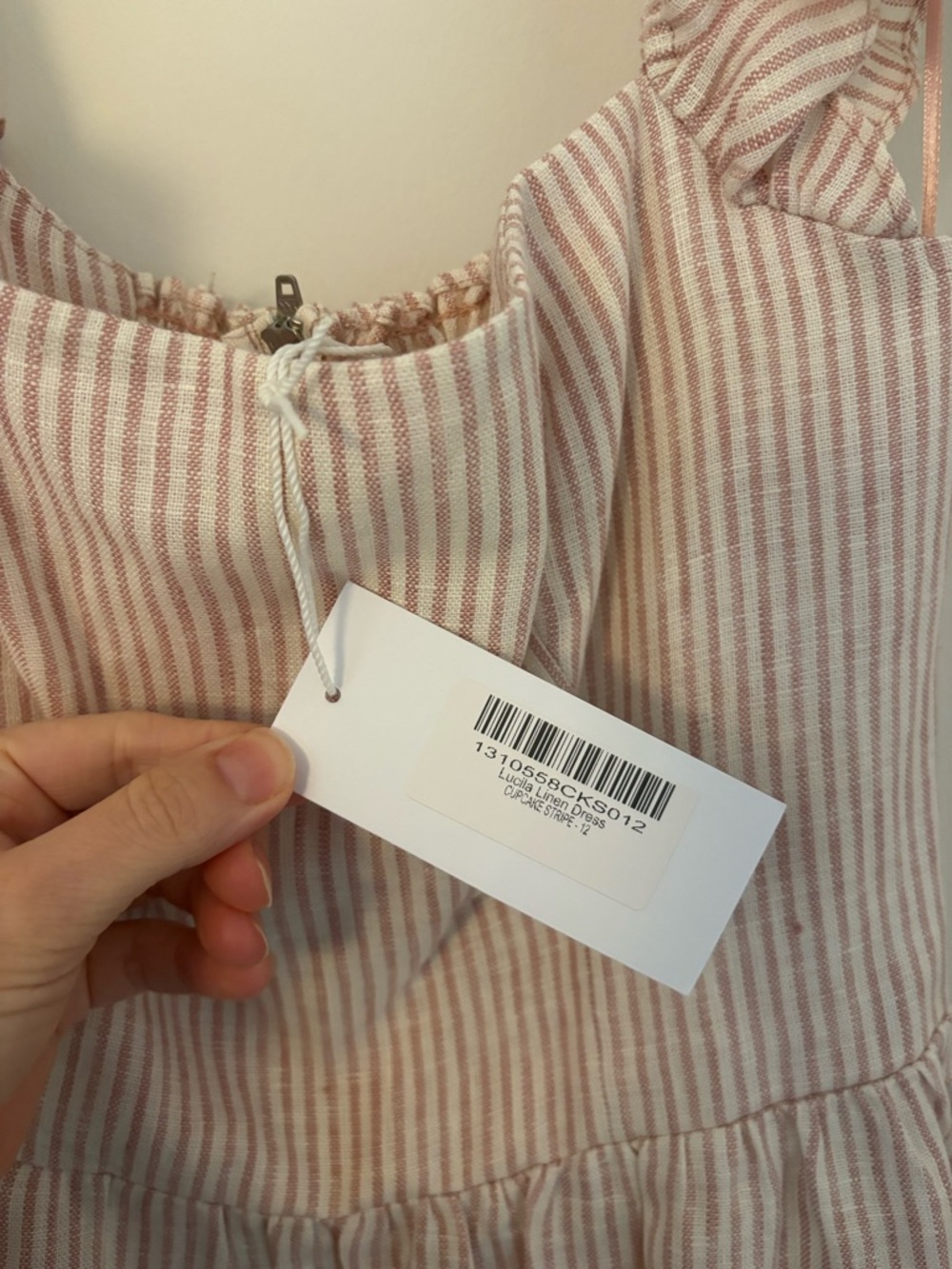 Reformation Pink and White Striped Midi Dress with Ruffle Sleeves - Picture 3 of 6